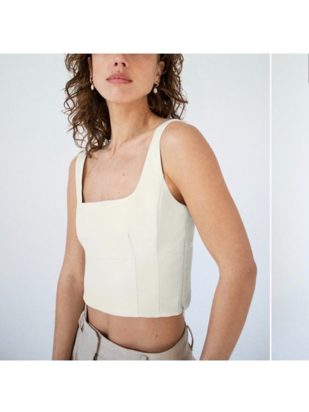 Aritzia Wilfred Shine Bustier Vegan Leather Birch